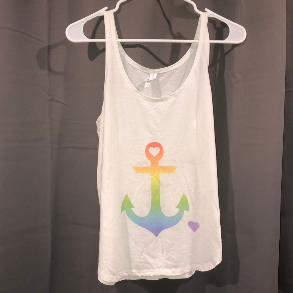 Hand made rainbow ombré anchor tank top!